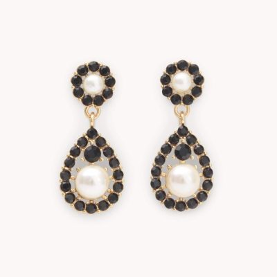 Orhangen LILY AND ROSE  | Petite Sofia Earrings – Ivory Pearl / Jet (Gold)